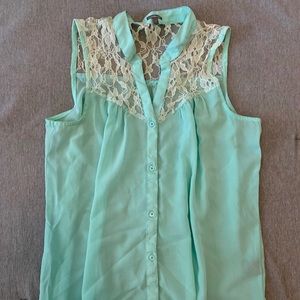 Turquoise Sleeveless Blouse